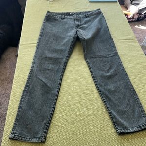 faded gray Cabi boot leg jeans